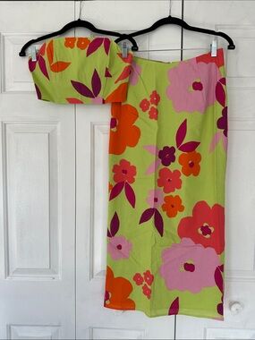 Sabo Skirt Vibrant Lime Floral Two-Piece Set